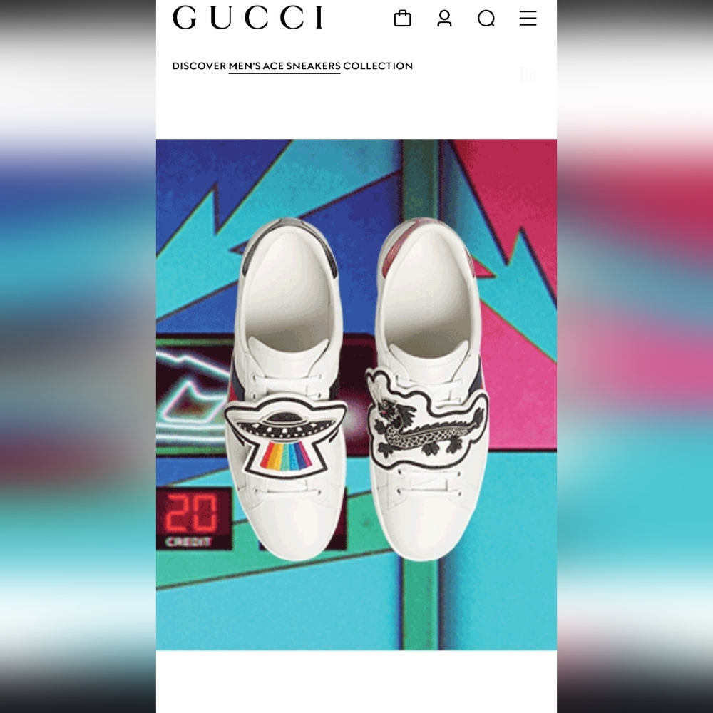 Gucci UFO's And Dragons Patch Sneakers.